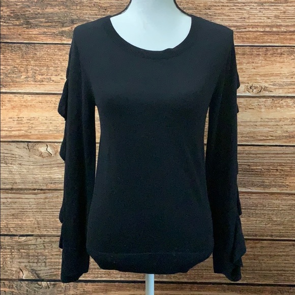 Halogen• Black Sweater With Scalloped Deta… - Picture 1 of 5